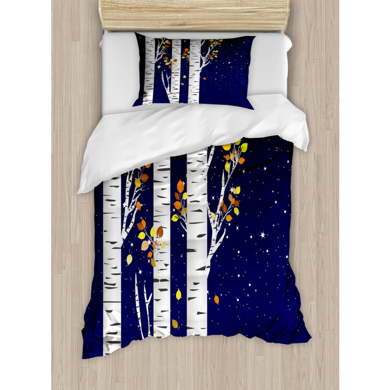 Birch Trees with Foliage Duvet Cover Set