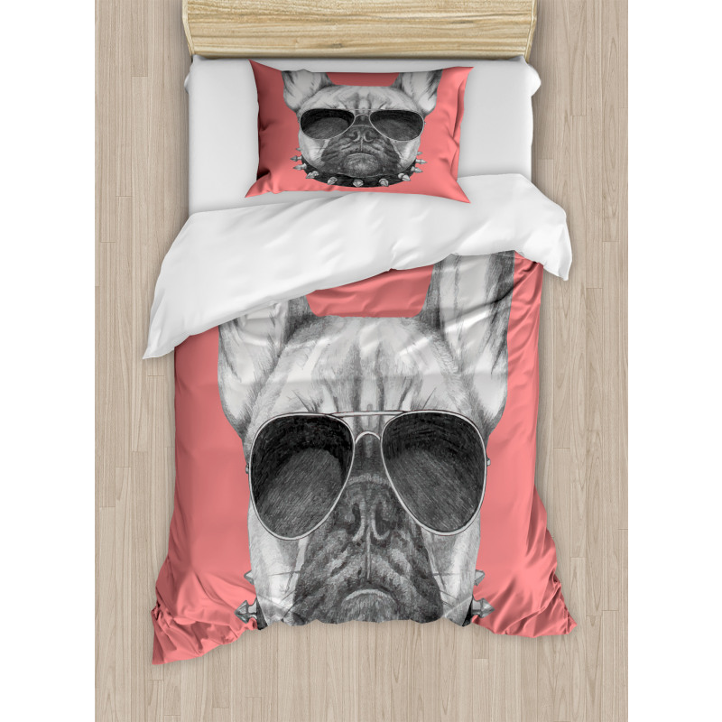 Dog Sketch Sunglasses Duvet Cover Set