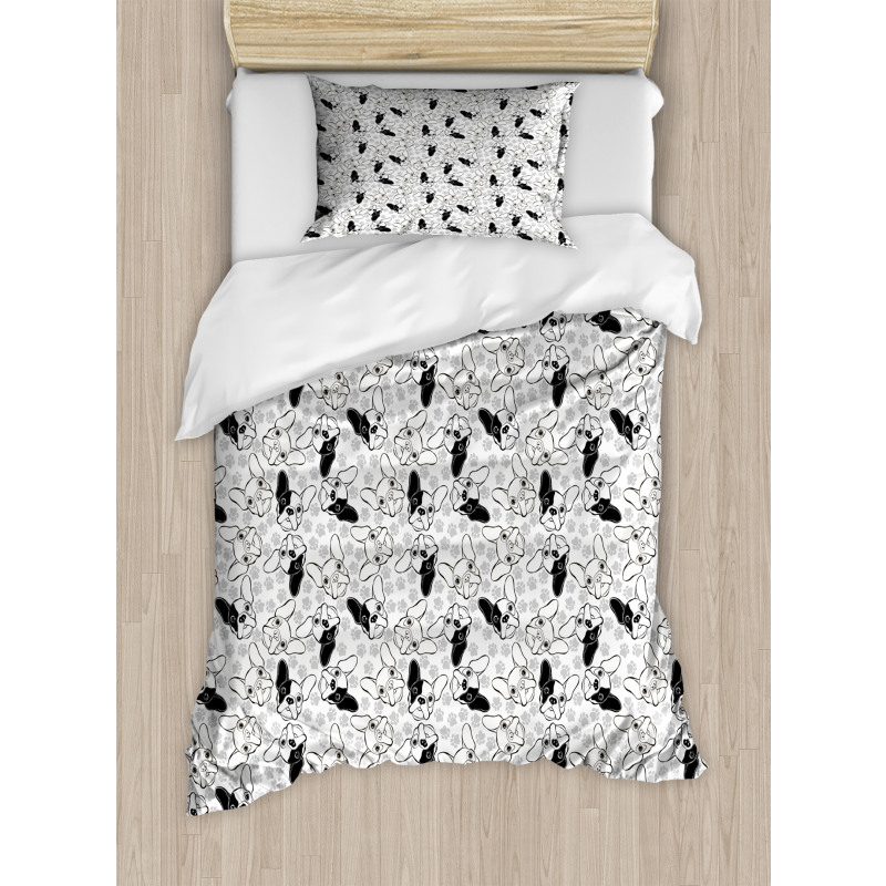 Doodle Faces Pawprints Duvet Cover Set