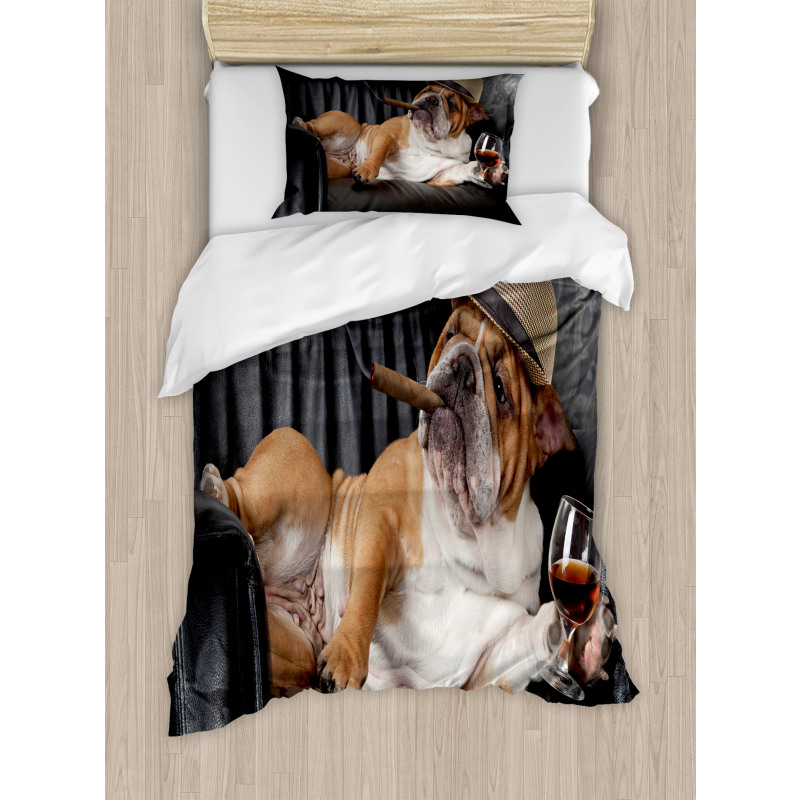 Humorous Dog Drinking Duvet Cover Set
