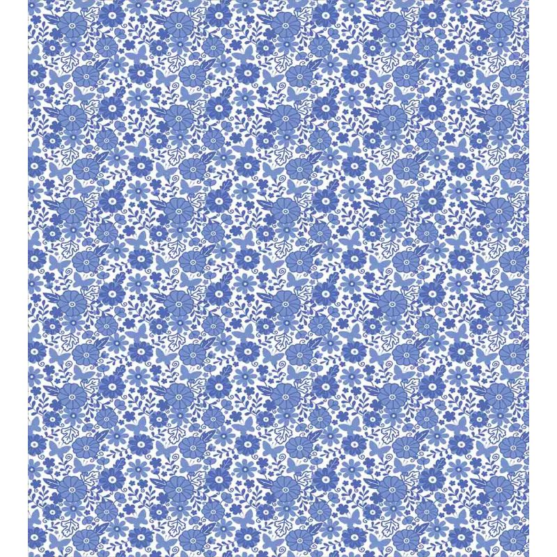 Delft Style Doodle Floral Duvet Cover Set