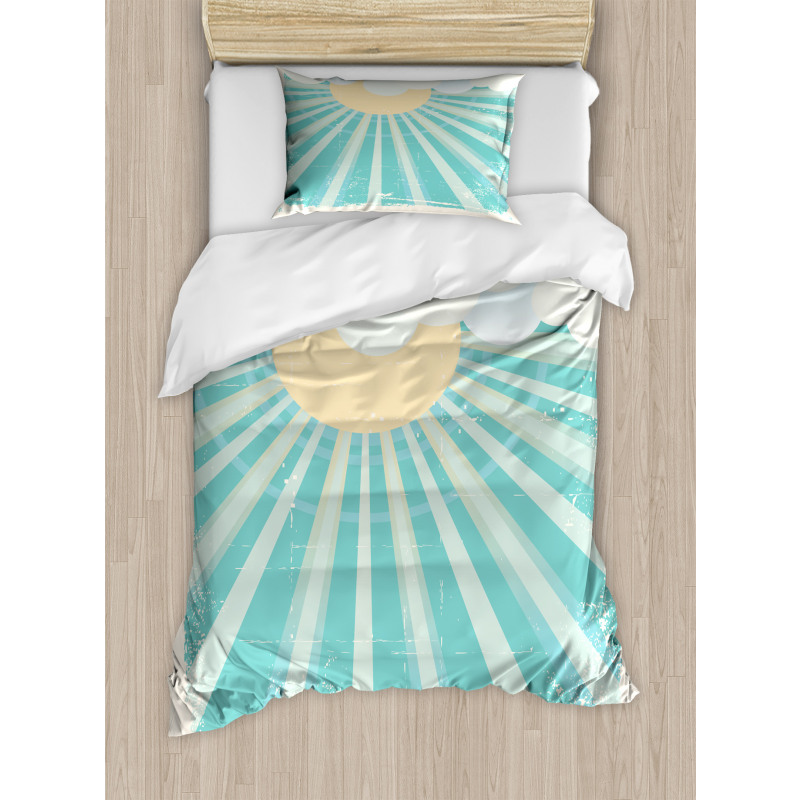 Sun Rays Clouds Duvet Cover Set