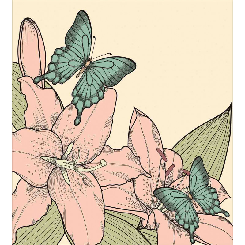 Butterflies and Lilies Duvet Cover Set