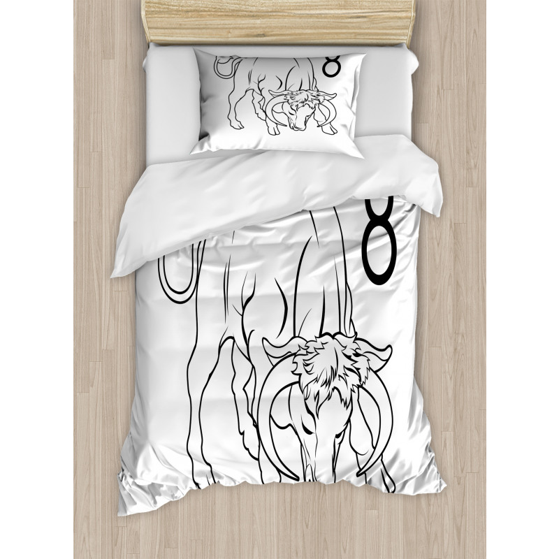 Hand Drawn Bull Duvet Cover Set