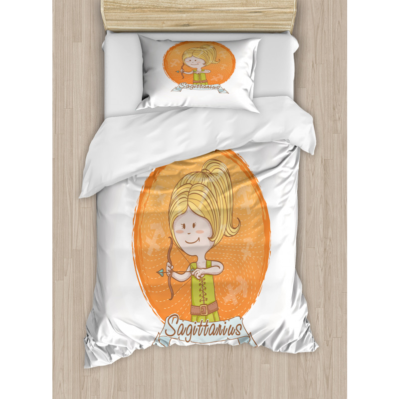 Cartoon Girl Bow Duvet Cover Set