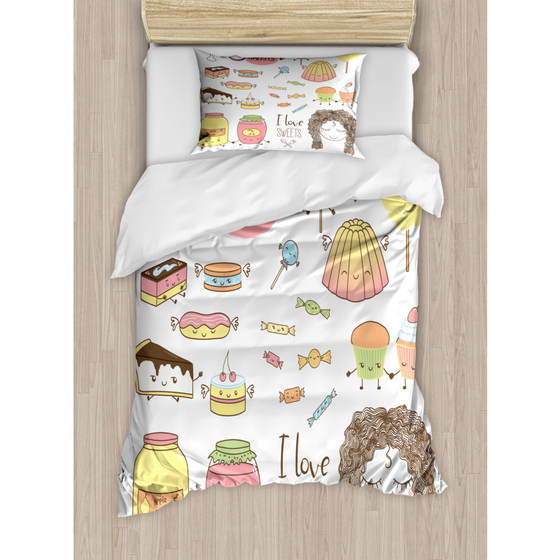 Girl with Sweets Duvet Cover Set