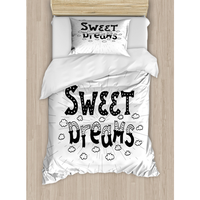 Retro Words Clouds Duvet Cover Set