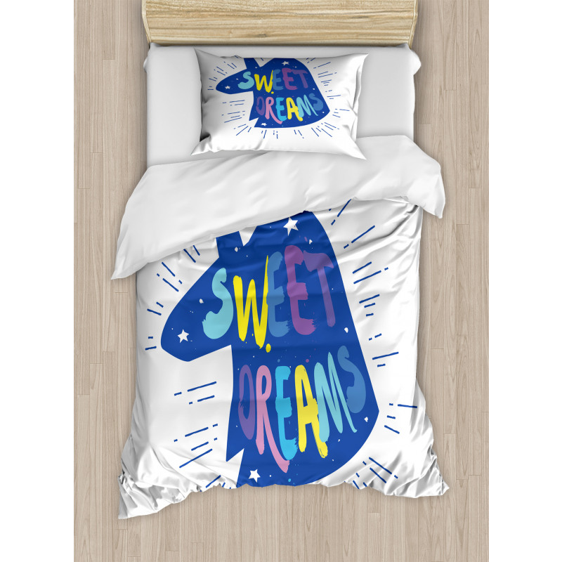 Blue Unicorn Head Duvet Cover Set