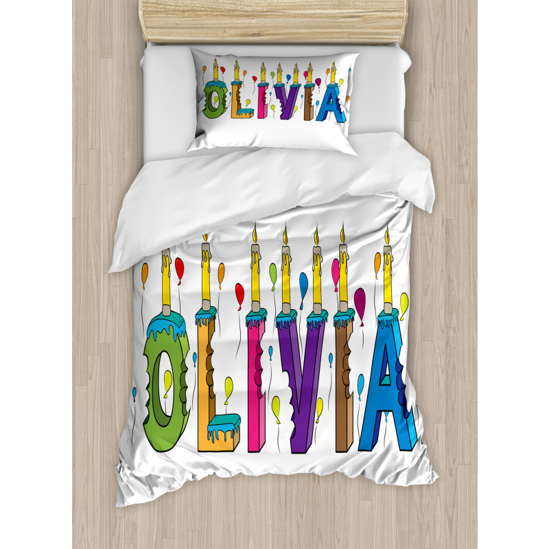 Letter Cake Girl Name Duvet Cover Set