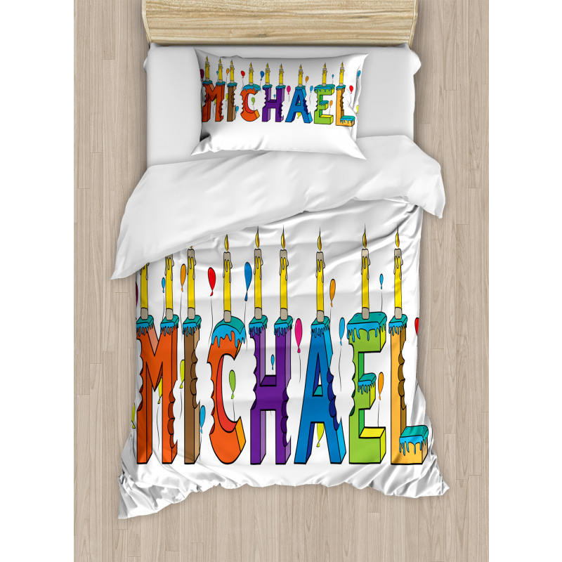 Joyous Name Pattern Duvet Cover Set