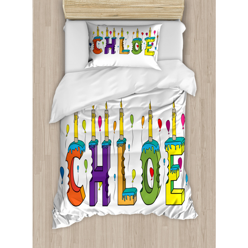 Cheerful Lettering Design Duvet Cover Set