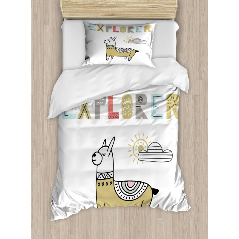 Colorful Llama Explorer Duvet Cover Set