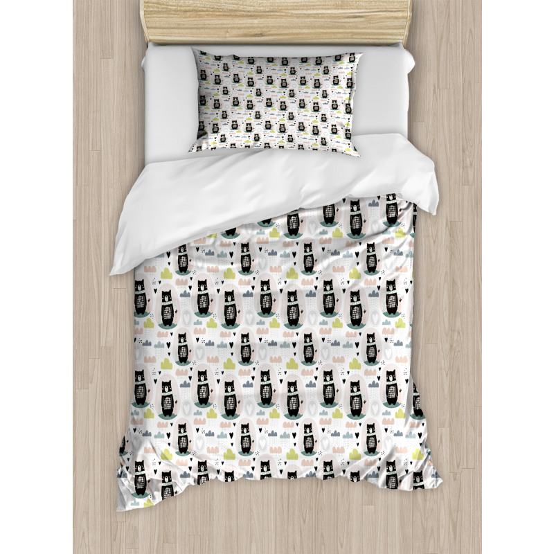 Sleeping Bear Hearts Duvet Cover Set