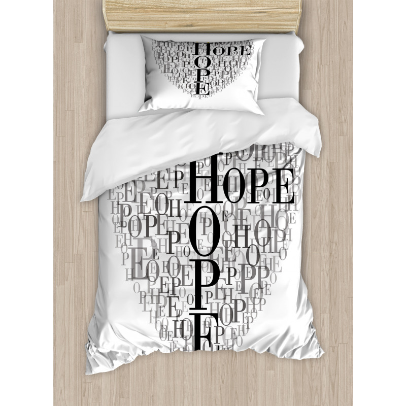 Heart Shaped Hope Word Duvet Cover Set