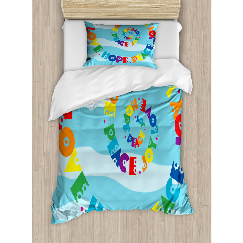 Love Hope Peace Joy Words Duvet Cover Set