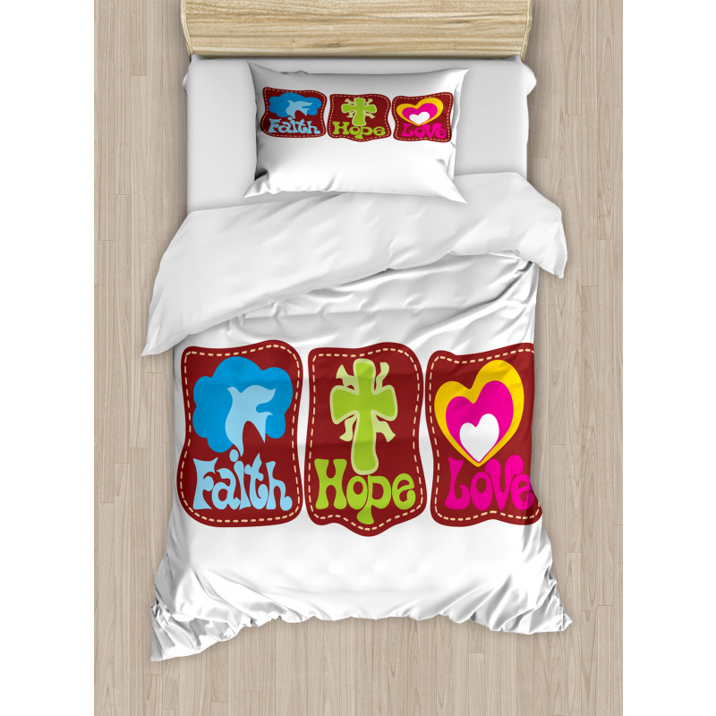 Retro Hearts and Doves Duvet Cover Set