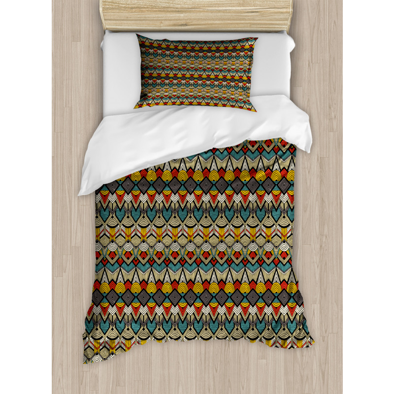 Retro Grunge Geometric Duvet Cover Set