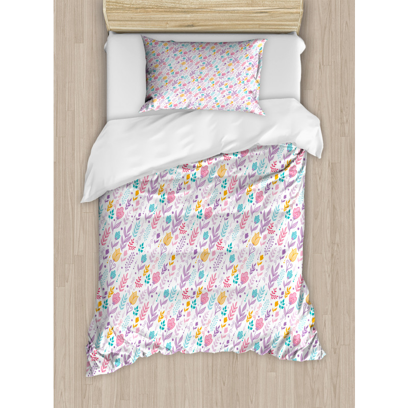 Doodle Tulip Field Dots Duvet Cover Set