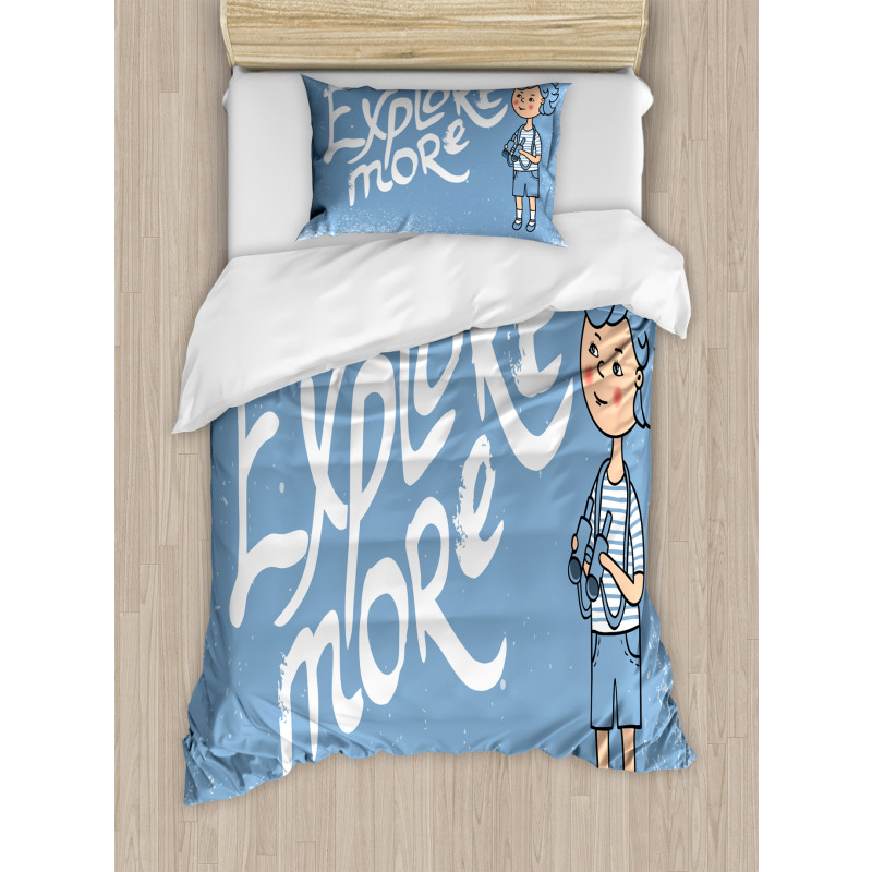 Boy with Binoculars Duvet Cover Set