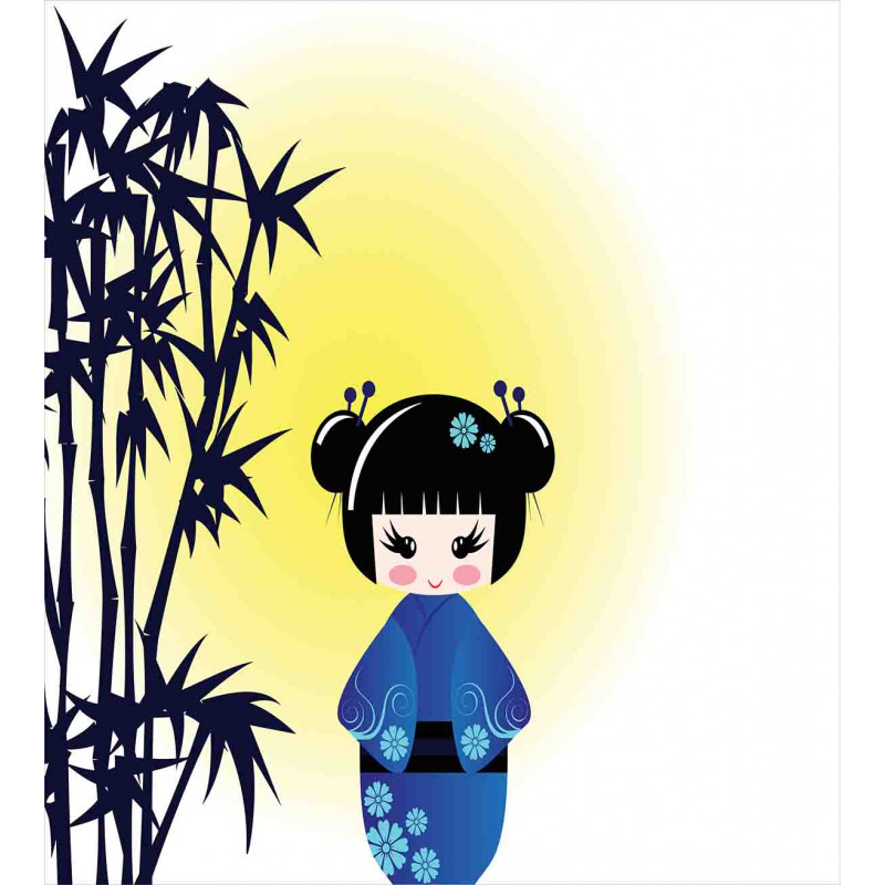 Kokeshi Doll Bamboo Tree Duvet Cover Set
