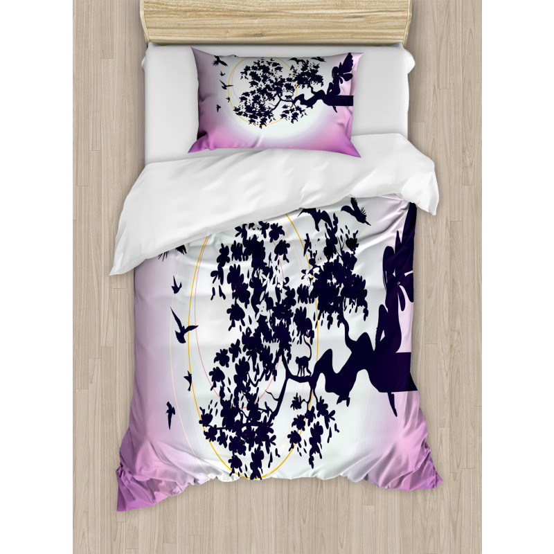 Fantasy Fairy Tree Birds Duvet Cover Set