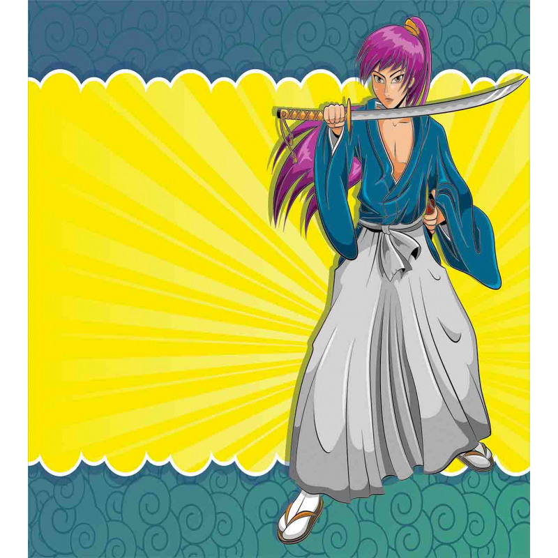 Manga Style Samurai Girl Duvet Cover Set