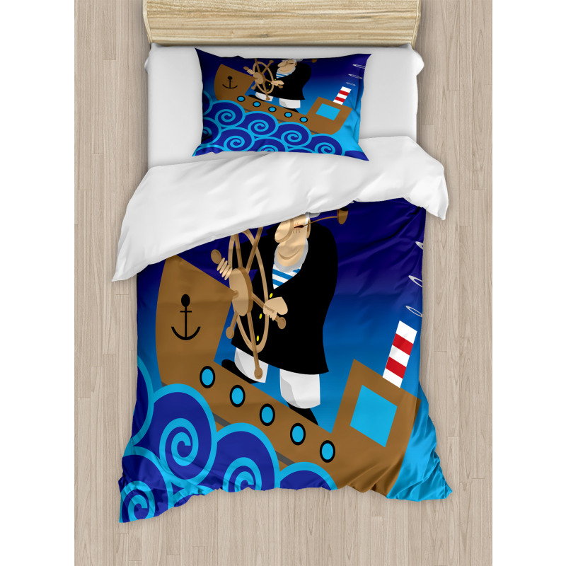 Captain on a Ship Duvet Cover Set