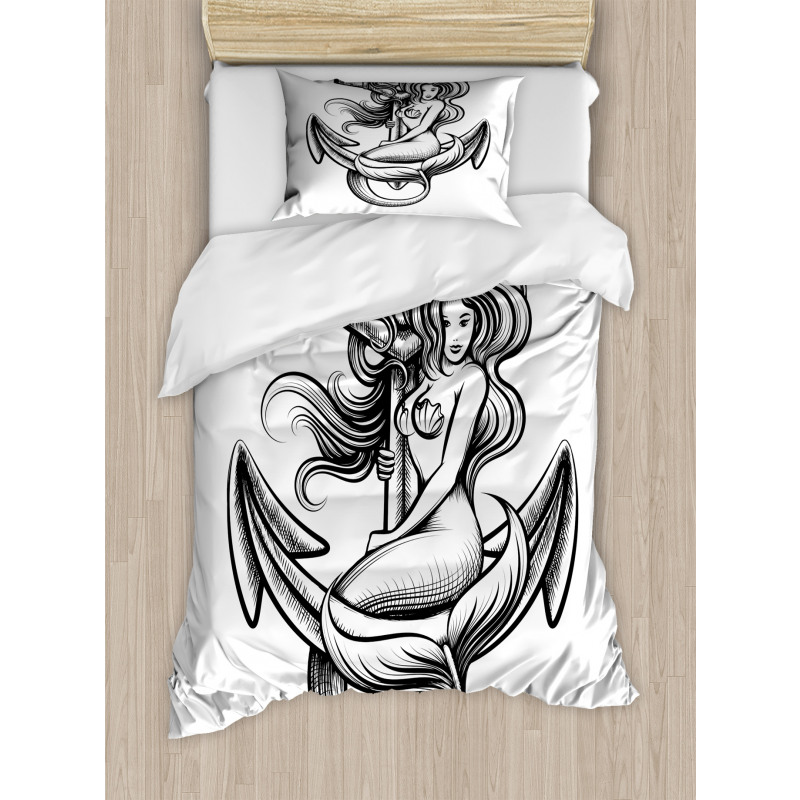 Long Haired Siren Design Duvet Cover Set