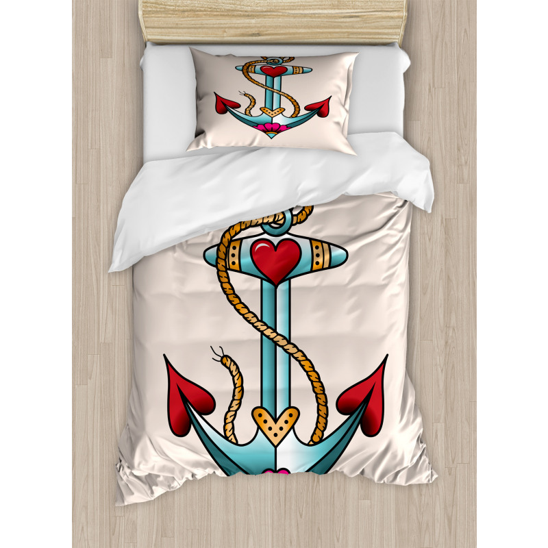Nautical Rope and Hearts Duvet Cover Set