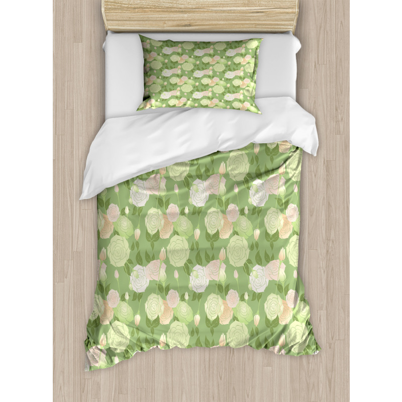 Pastel Abstract Blossoms Duvet Cover Set