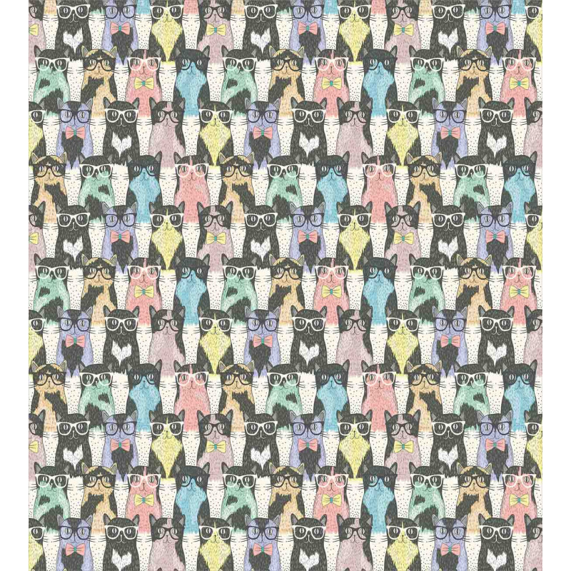 Hipster Cats with Glasses Duvet Cover Set