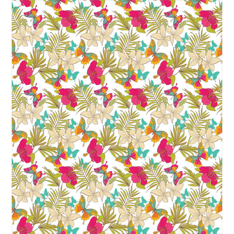 Tropical Flowers Leaves Duvet Cover Set