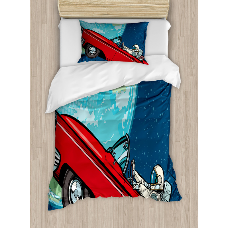 Cosmonaut in a Car Duvet Cover Set