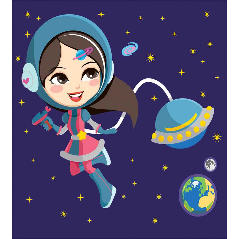 Little Girl in Space Duvet Cover Set