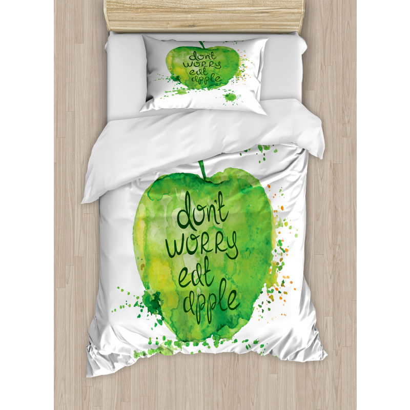 Dont Worry Eat Apple Duvet Cover Set