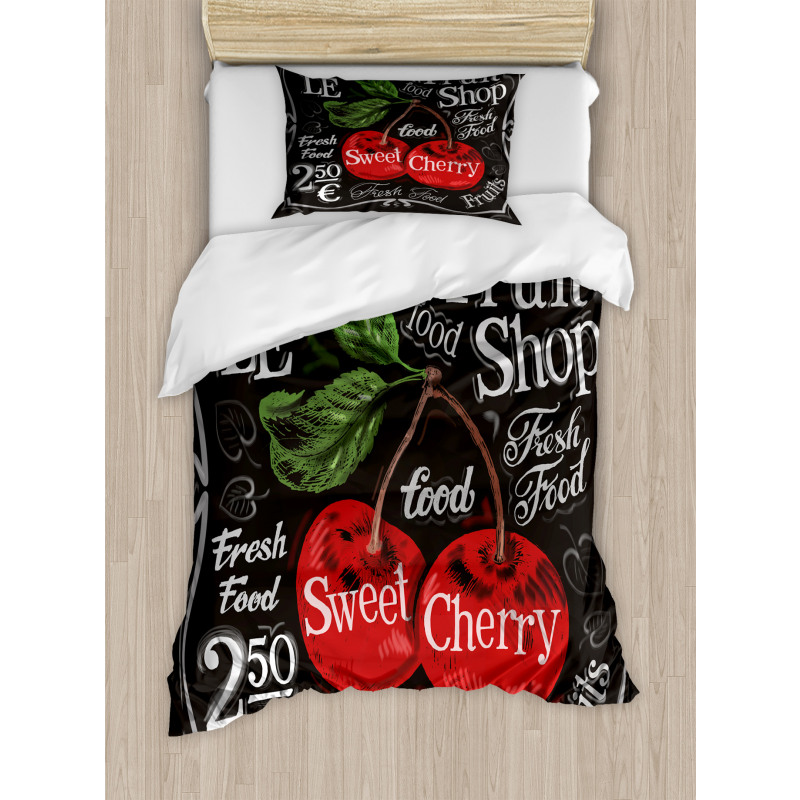 Sketch Style Ripe Cherry Duvet Cover Set