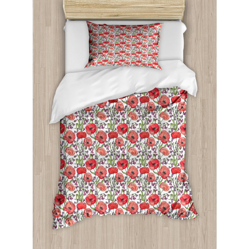 Poppy Blossoms Garden Duvet Cover Set