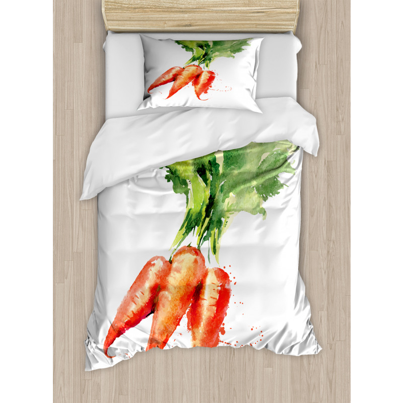 Watercolor Carrot Duvet Cover Set