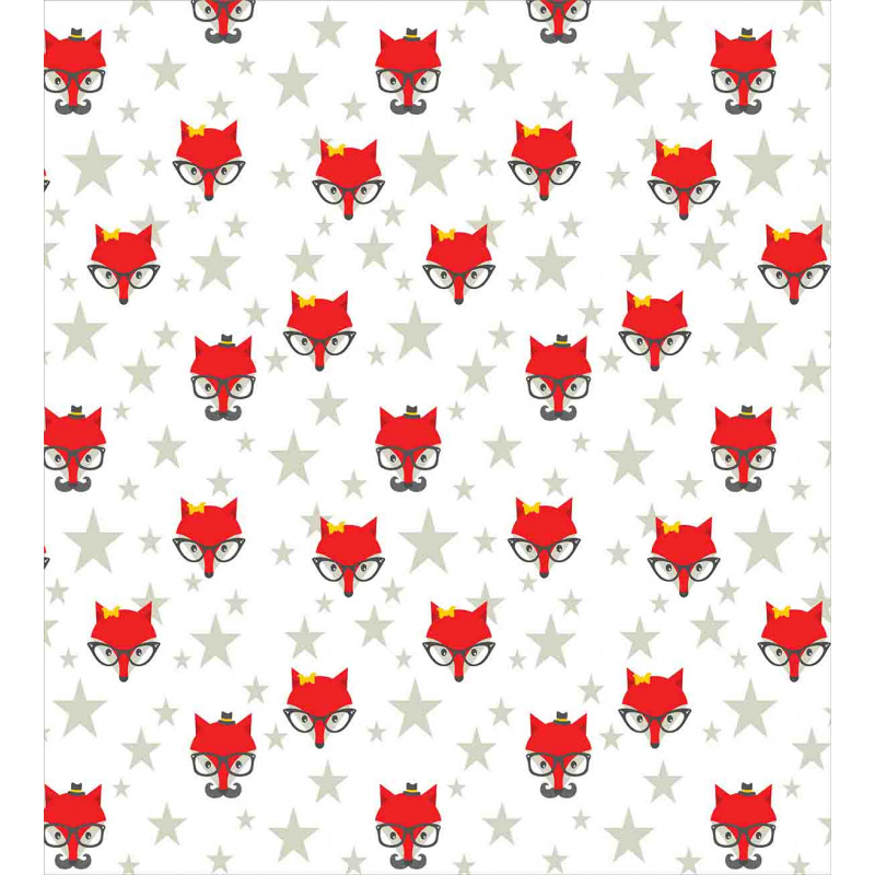 Hipster Foxes Hats Duvet Cover Set