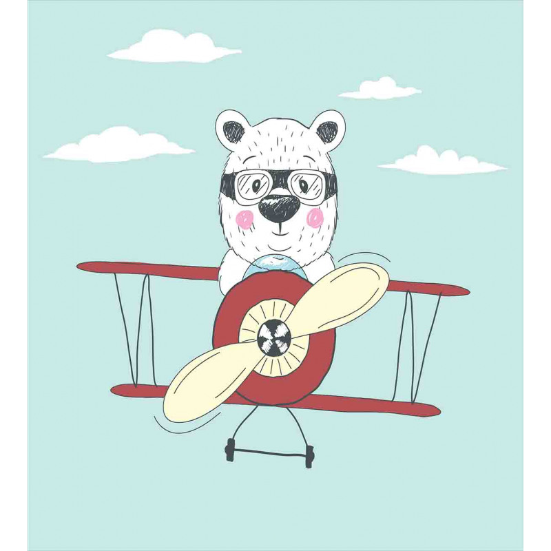 Pilot Bear in Plane Duvet Cover Set