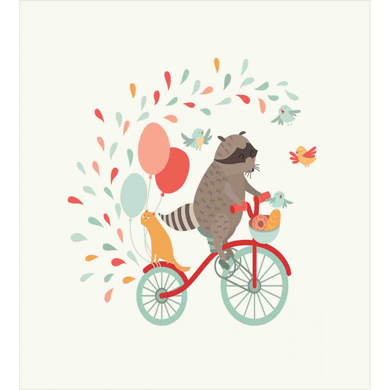 Cheerful Raccoon Bike Duvet Cover Set