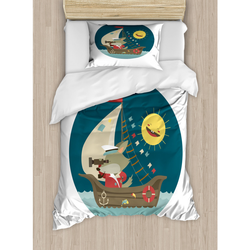 Wolf Captain Boat Duvet Cover Set