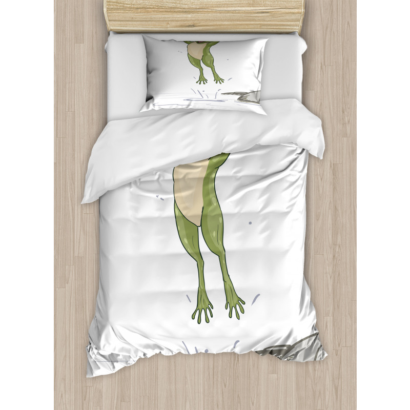 Happy Jumping Toad Humor Duvet Cover Set