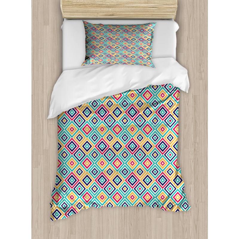 Diagonal Squares Retro Duvet Cover Set