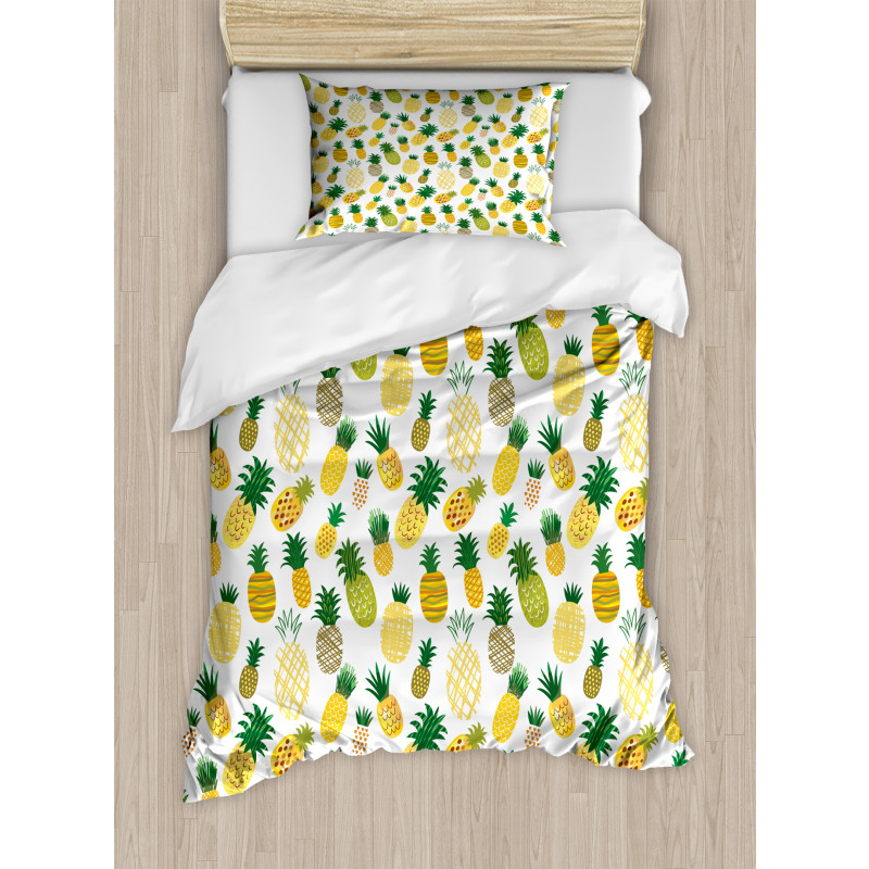 Cartoon Fruits Pineapples Duvet Cover Set