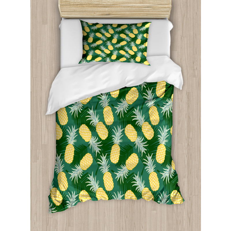 Palm Leaves Pineapples Duvet Cover Set