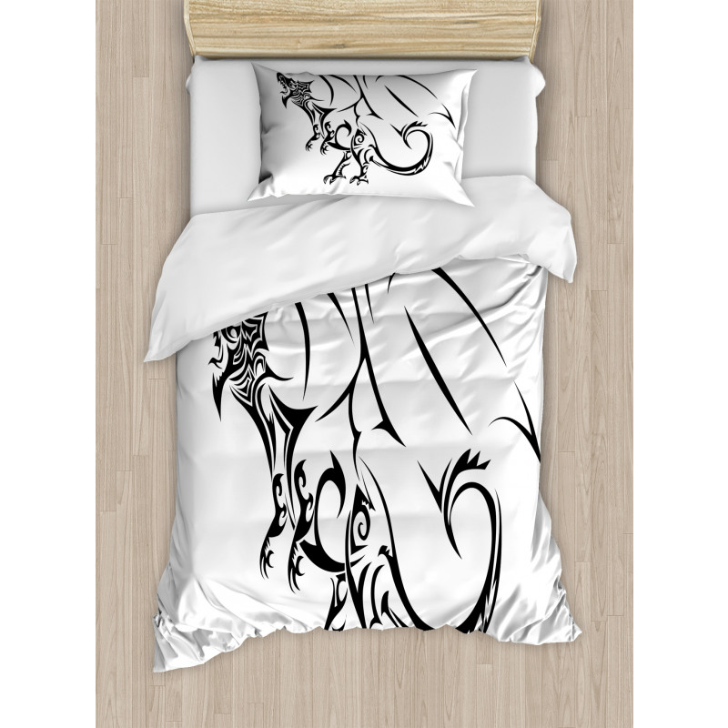 Tribal Dragon Sketch Duvet Cover Set