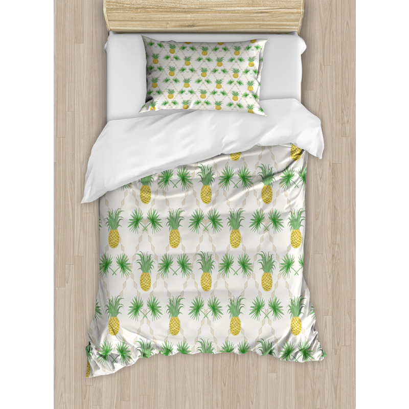 Palm Tree Pineapples Duvet Cover Set