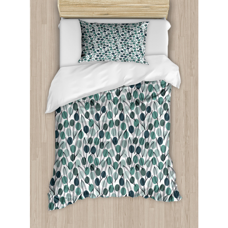 Ink Paint Leaves Dots Duvet Cover Set