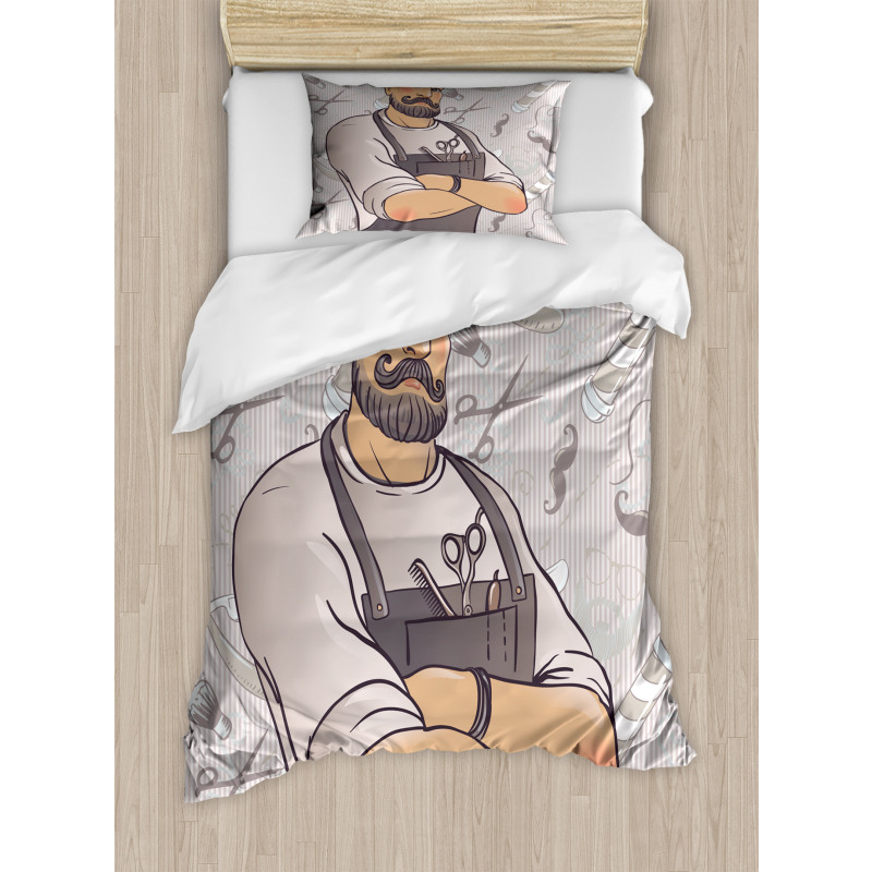 Muscular Barber Man Duvet Cover Set